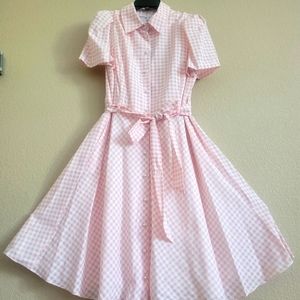 Preston and York Peony pink Gingham button down dress